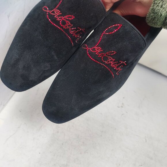 -CHRISTIAN LOUBOUTIN Black Dandelion Strass Suede Logo Loafer main image 9